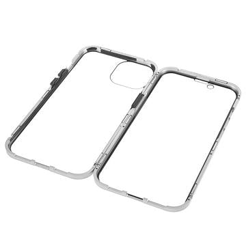 iPhone 14 Plus Magnetisk Cover med Hærdet Glas - Sølv