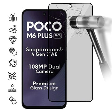 Xiaomi Poco M6 Plus Privacy Skærmbeskyttelse Hærdet Glas - 9H