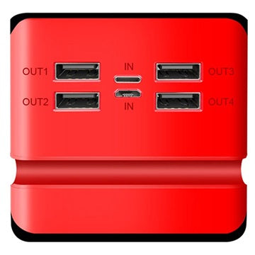 Psooo 100000mAh Solcelle Powerbank - 4xUSB - Rød
