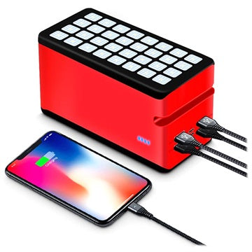 Psooo 100000mAh Solcelle Powerbank - 4xUSB - Rød