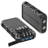 Psooo M2 Trådløs Solcelle Powerbank - 36800mAh - Sort