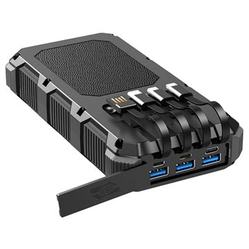 Psooo M2 Trådløs Solcelle Powerbank - 36800mAh - Sort