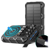 Psooo M2 Trådløs Solcelle Powerbank - 36800mAh - Sort