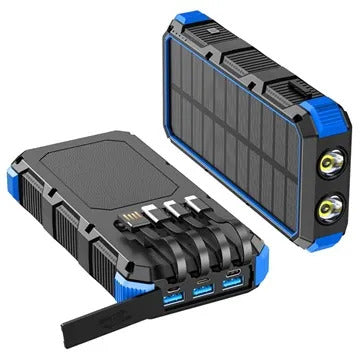 Psooo M2 Trådløs Solcelle Powerbank - 20000mAh - Blå