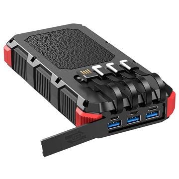 Psooo M2 Trådløs Solcelle Powerbank - 20000mAh - Rød