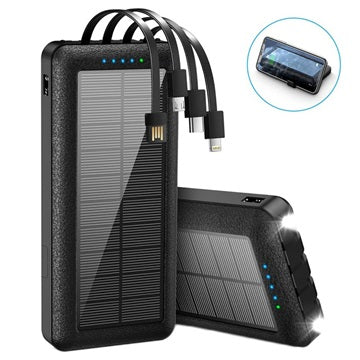 Psooo PS-159 Solcelle Powerbank med Stativ - Sort
