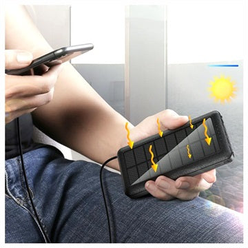 Psooo PS-159 Solcelle Powerbank med Stativ - Sort