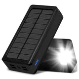 Psooo PS-400 Solcelle Powerbank - 4xUSB-A, 30000mAh - Sort