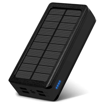 Psooo PS-400 Solcelle Powerbank - 4xUSB-A, 30000mAh - Sort