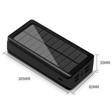 Psooo PS-400 Solcelle Powerbank - 4xUSB-A, 30000mAh - Sort