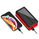 Psooo PS-400 Solcelle Powerbank - 4xUSB-A, 30000mAh - Rød