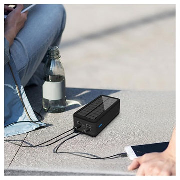 Psooo PS-400 Solcelle Powerbank - 4xUSB-A, 50000mAh - Sort