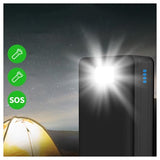 Psooo PS-400 Solcelle Powerbank - 4xUSB-A, 50000mAh - Sort