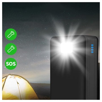 Psooo PS-400 Solcelle Powerbank - 4xUSB-A, 50000mAh - Sort