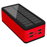 Psooo PS-400 Solcelle Powerbank - 4xUSB-A, 50000mAh - Rød