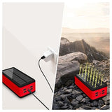 Psooo PS-400 Solcelle Powerbank - 4xUSB-A, 50000mAh - Rød