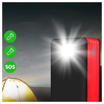 Psooo PS-400 Solcelle Powerbank - 4xUSB-A, 50000mAh - Rød