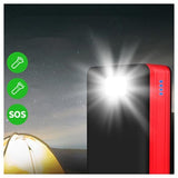 Psooo PS-400 Solcelle Powerbank - 4xUSB-A, 50000mAh - Rød