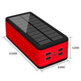 Psooo PS-400 Solcelle Powerbank - 4xUSB-A, 50000mAh - Rød