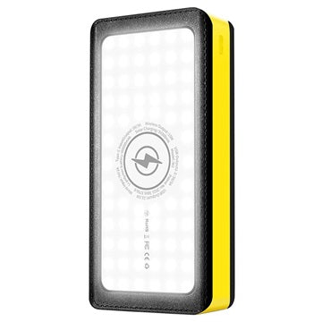 Psooo PS-406 Solcelle Powerbank/Trådløs Oplader - 20000mAh - Gul