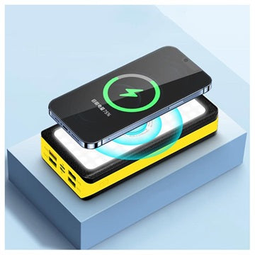 Psooo PS-406 Solcelle Powerbank/Trådløs Oplader - 20000mAh - Gul