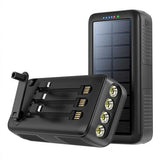 Psooo PS-618 30000mAh Solar Power Bank med håndsving - Sort