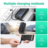 Psooo PS-618 30000mAh Solar Power Bank med håndsving - Sort