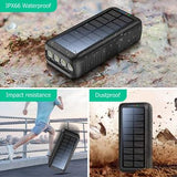 Psooo PS-618 30000mAh Solar Power Bank med håndsving - Sort