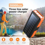 Psooo PS-618 30000mAh Solar Power Bank med håndsving - Orange / Sort