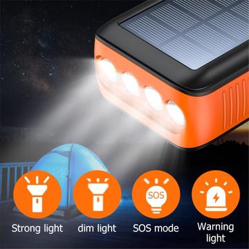 Psooo PS-618 30000mAh Solar Power Bank med håndsving - Orange / Sort