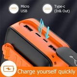 Psooo PS-618 30000mAh Solar Power Bank med håndsving - Orange / Sort