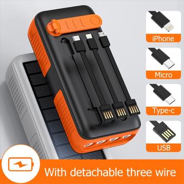 Psooo PS-618 30000mAh Solar Power Bank med håndsving - Orange / Sort