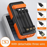Psooo PS-618 30000mAh Solar Power Bank med håndsving - Orange / Sort