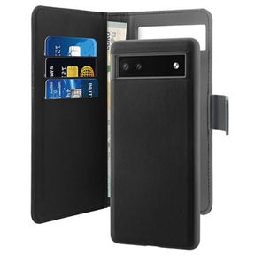 Puro 2-i-1 Magnetisk Google Pixel 6a Pung Taske - Sort