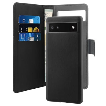 Puro 2-i-1 Magnetisk Google Pixel 6a Pung Taske - Sort