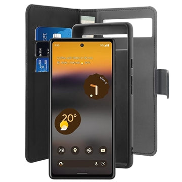 Puro 2-i-1 Magnetisk Google Pixel 6a Pung Taske - Sort
