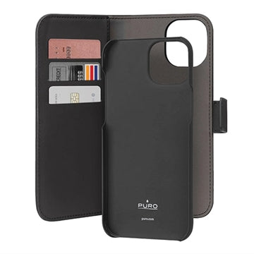 iPhone 15 Plus Puro 2-i-1 Magnetisk Pung Taske - Sort