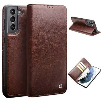 Qialino Classic Series Samsung Galaxy S21 5G Læderpung - Brun