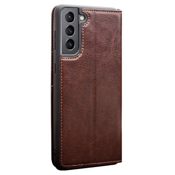 Qialino Classic Series Samsung Galaxy S21 5G Læderpung - Brun