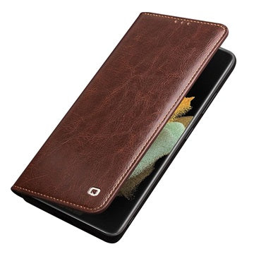 Qialino Classic Samsung Galaxy S21 Ultra 5G Læderpung - Brun