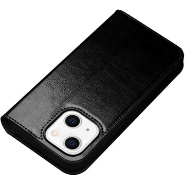 Qialino Classic iPhone 14 Læderpung - Sort