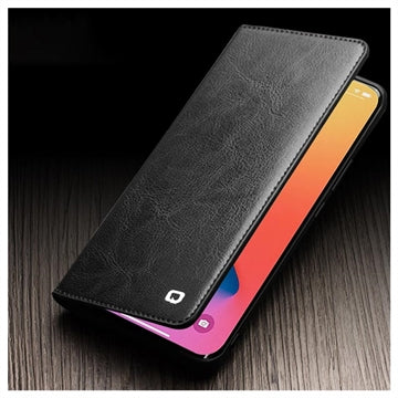 Qialino Classic iPhone 14 Pro Max Læderpung - Sort