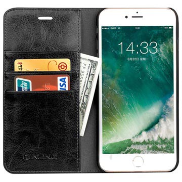 Qialino Classic iPhone 7/8/SE (2020)/SE (2022) Læderpung - Sort