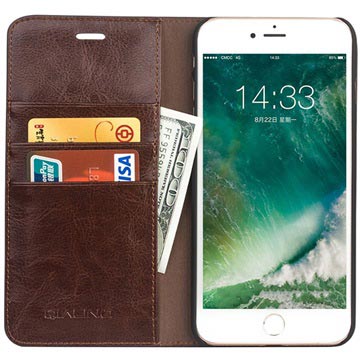 Qialino Classic iPhone 7/8/SE (2020)/SE (2022) Læderpung - Brun