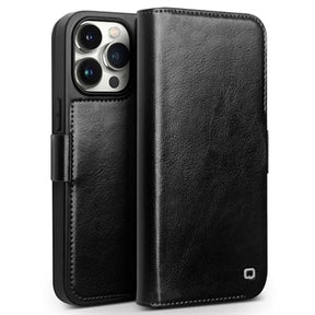 iPhone 15 Pro Max Qialino Classic Læderpung - Sort