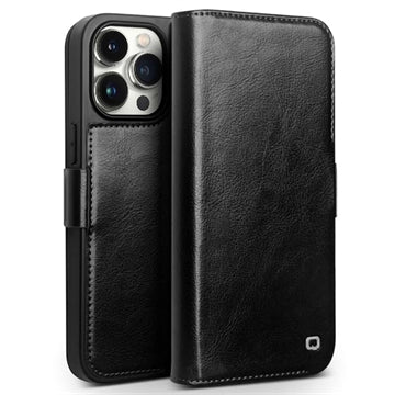 iPhone 15 Pro Max Qialino Classic Læderpung - Sort