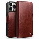 iPhone 15 Pro Max Qialino Classic Læderpung - Mørkebrun