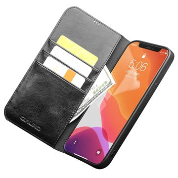 Qialino Classic iPhone 12 Pro Max Læderpung - Sort