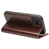 Qialino Classic iPhone 12 Pro Max Læderpung - Brun