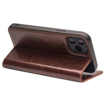 Qialino Classic iPhone 12 Pro Max Læderpung - Brun
